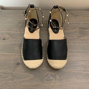 Espadrille Black Faux Leather Shoes